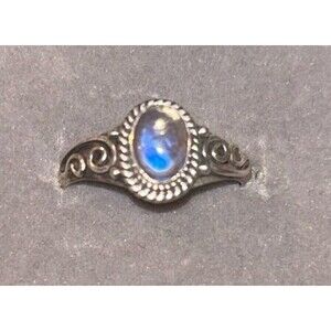 Sterling Silver Blue Flash Moonstone Ring Sz 6.5